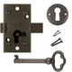 thumbnail image 1 of Pequeña cerradura de puerta de gabinete de montaje empotrado de latón antiguo con llave - 1"" de ancho x 1 3/4"" de alto - Cerradura y llave vintage para puertas y cajones de muebles | Ua-030-Laborato, 1 of 7
