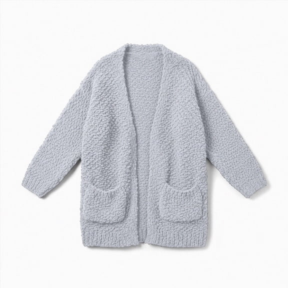 WXFAZCVU Girls Long Sleeve Cardigan Kids Casual Open Front Sweater Fall Lightweight Outerwear Size 13-14 Years