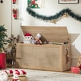 thumbnail image 6 of 40" Storage Chest Rattan-Like Storage Trunk Entryway Bench with Storage, Shoe Bench with 2 Safety Hinge, Supports 80 lb, for Living Room, Natural, 6 of 9