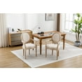 thumbnail image 3 of Solid Wood Frame Dining Armchair Linen Fabric Oval Back with Armrest,Set of 2,Beige, 3 of 8