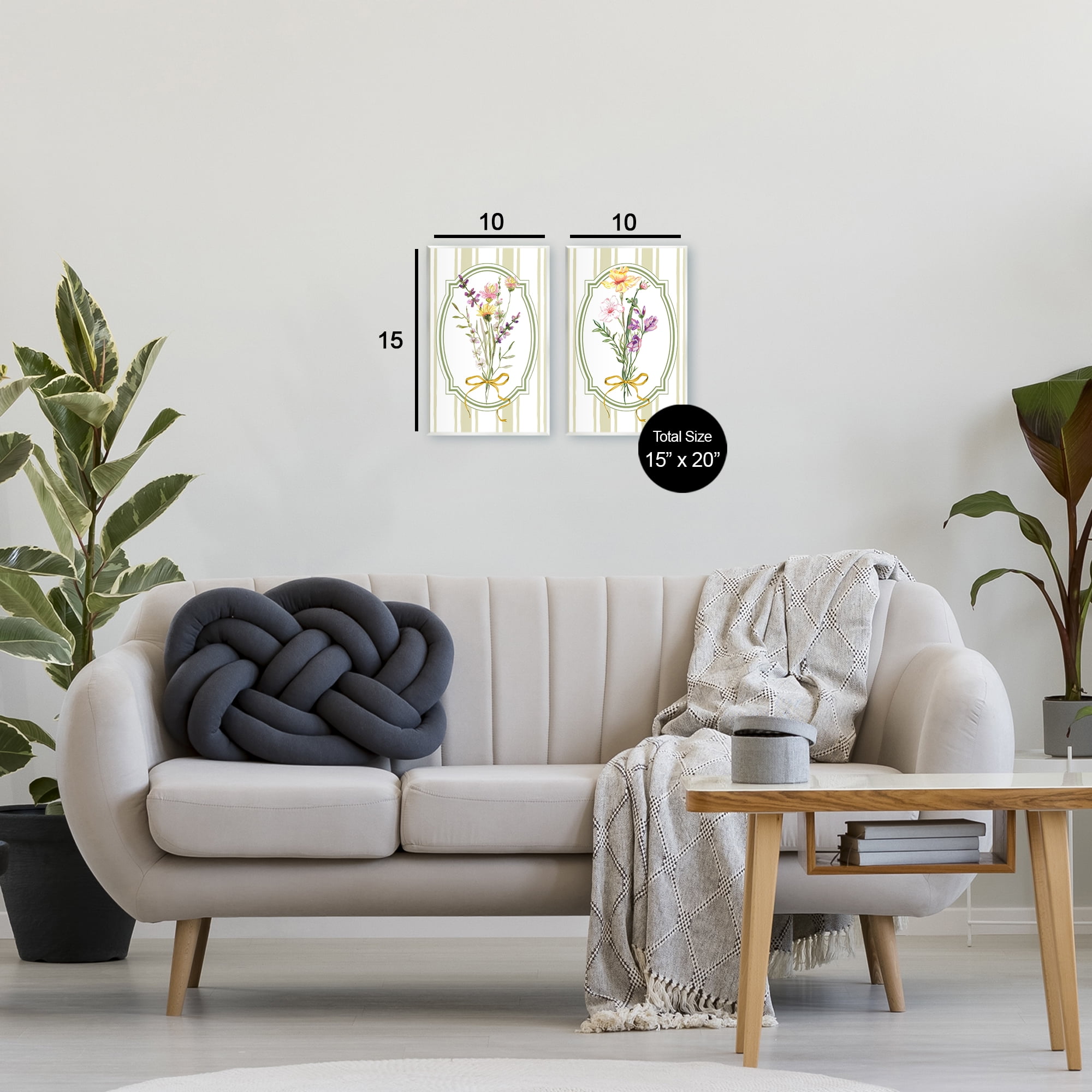 Wildflower Bundles Classic Stripes 2 Piece Wall Plaque Art Set, design by Adonna Ebrahimi