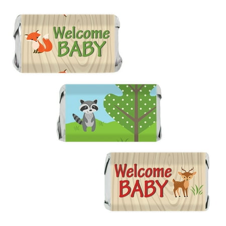 - Woodland Animals Baby Shower Favor Stickers for Hershey's Miniatures Candy Bars (Set of 54)