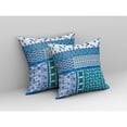 thumbnail image 5 of Flower Castle Patchwork Faux Suede Fabric Throw Pillow in White and Blue 20x20, 5 of 9