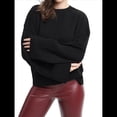 thumbnail image 1 of Suéteres de Cuello Redondo para Mujer, Conjuntos de Otoño, Tops de Punto Acanalado de Larga A Negro L, 1 of 10