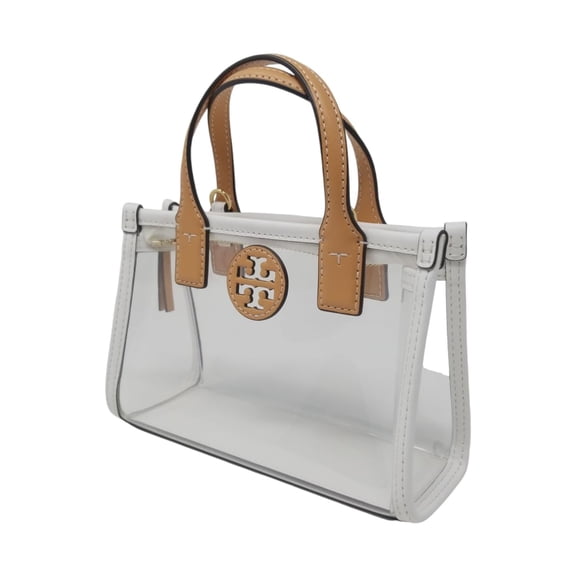 Tory Burch Womens 146437 Elle Gold-Tone Hardware Mini Nylon Tote Bag, Clear, One Size