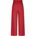 thumbnail image 5 of Cotton Linen Palazzo Pants Women Casual High Waisted Palazzo Pants Wide Leg Long Lounge Trendy Trousers Beach Pant Solid Vacation Casual Outfits, Red, 5 of 9