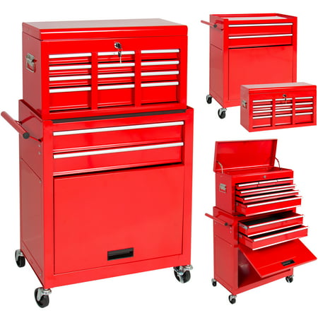 Best Choice Products Portable Top Chest Rolling Tool Storage Box Cabinet Sliding