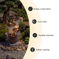 thumbnail image 4 of 31.5 Inch 4-Tier Bowl Cascading Water Fountain, Freestanding Rustic Stone Column Waterfall with Warm LED Lights, Low Noise & UV Weather Resistant, Zen Relaxing Decor for Garden, Patio, Backyard, 4 of 8
