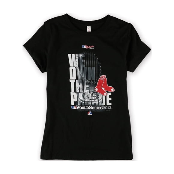 Camiseta gráfica Majestic Boys Red Sox WS Champ Parade, negro, L (14-16)