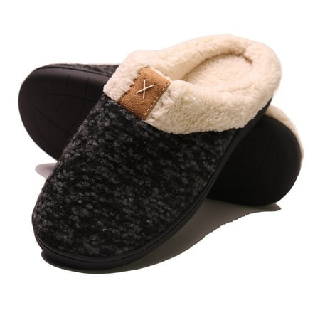 

〖Yilirongyumm〗 Black XL（44-45） Slippers For Women Cozy Memory Foam Slippers House Shoes Indoor Outdoor Anti-Skid Shoes