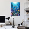 thumbnail image 2 of Underwater Ocean Dolphins Sea Turtle Seals Canvas Wall Art Colorful Tropical Fish Seahorses Coral Reef Marine Life Posters for Kids Bedroom Nursery Playroom, 2 of 9