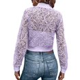 thumbnail image 3 of Gynyvoja Women Lace Cropped Bombers Jacket Long Sleeve Zip Up Sheer Lightweights Cardigan XXL, 3 of 7