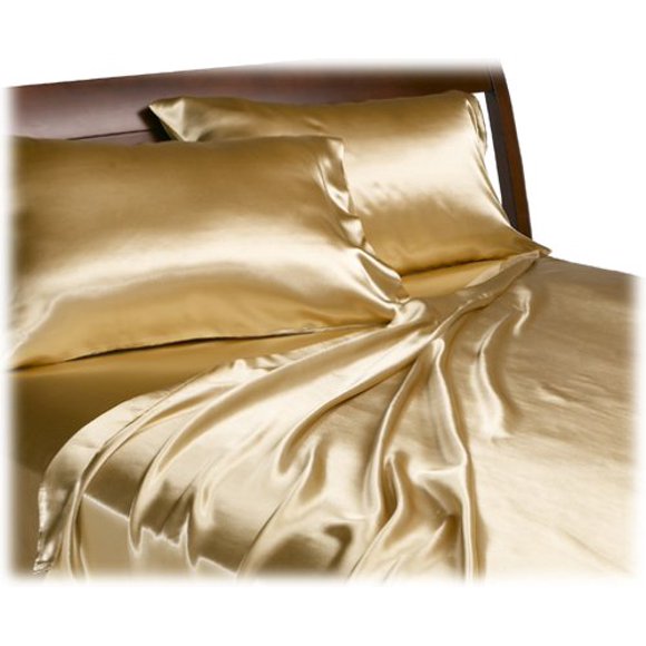 Divatex Home Fashions Royal Opulence Satin Twin Sheet Set, Brass