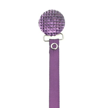 Quilted Crystal Pacifier Clip with Solid Ribbon, Bright Colors