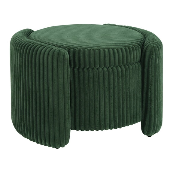 Sable Storage Ottoman with Mango wood Flip Top and Green Fabric
