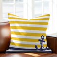 thumbnail image 2 of Anchor Striped Throw Pillow Cover Ocean Sage Yellow and Blue Striped Decor Cotton Linen Cushion Cover Throw Pillow Case with Invisible Zipper for Couch Sofa Bed Chair Car 24x24 Inch, 2 of 14