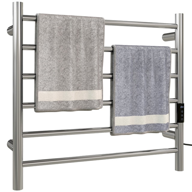 HOMCOM Towel Warmer, Stainless Steel Smart WiFi Heated Towel Rack, Silver