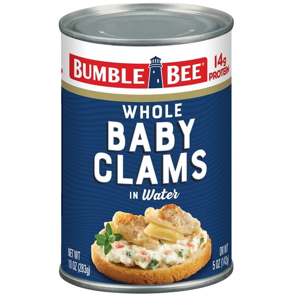 Bumble Bee Whole Baby Canned Clams, 10 Oz Can - Ready To Eat - 13G Protein Per Serving - Gluten Free