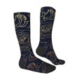 thumbnail image 3 of Picia Women Crew Soft Moisture-wicking Socks Copper-Gold Gloss Outline Rose Pattern Design Cotton Socks, One Size fit All, 3 of 9