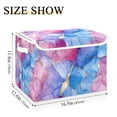 thumbnail image 5 of Yayeee Collapsible Cube Storage Bin with Lid Fabric Closet Decorative Basket with Handles, Watercolor Blue Marble Pattern, 5 of 7