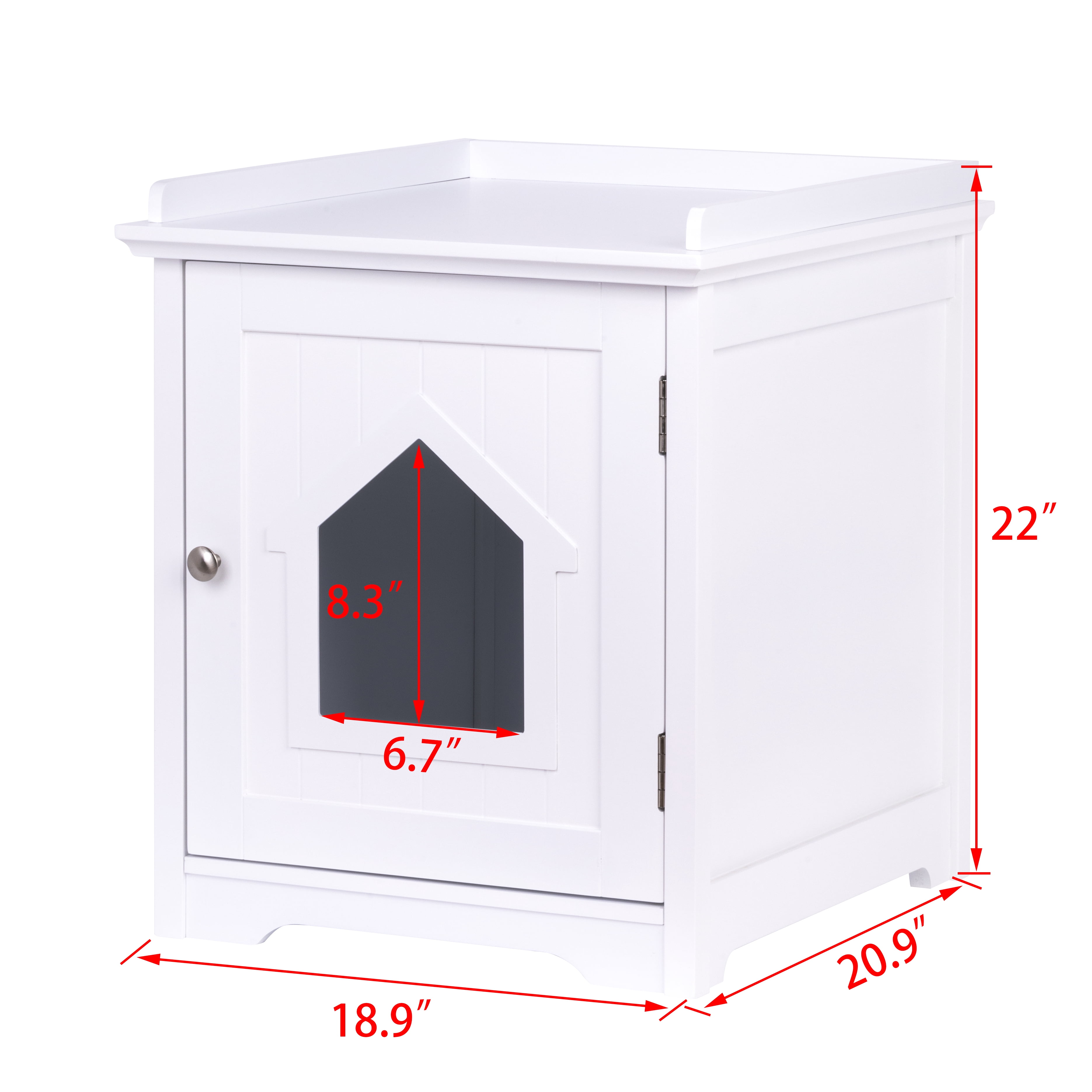 PAWLAND Cat Litter Box Enclosure, Cat House Side Table,Night Stand Pet House, Indoor Cat House, White