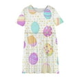 thumbnail image 2 of SGFCWSX Girls Short Sleeve Dress Crew Neck Easter Bunny Egg Print A-Line Summer Dresses for Kids White Size 7-8 Years, 2 of 5