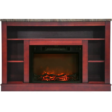 

Hanover Oxford 47 In. Electric Fireplace with a 1500W Log Insert and Cherry Mantel