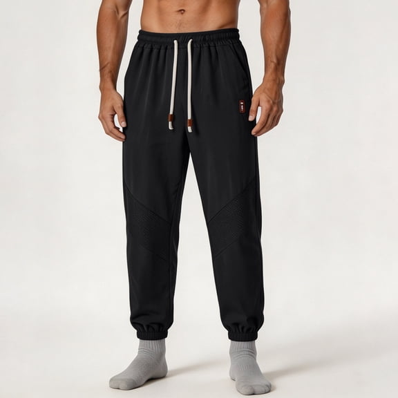 BADHUB Men's Athletic Joggers with Pockets Tapered Fit Fall Fashion Gym Running Workout Quick Dry Sweatpants Black XS
