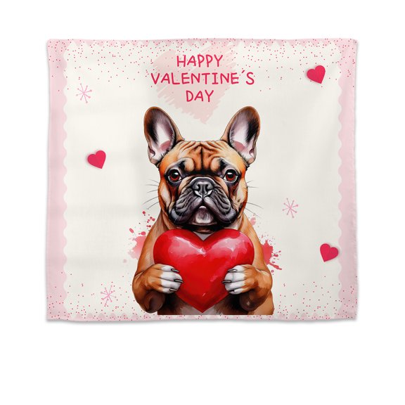 Happy Valentine's Day French Bulldog Brings Love Heart Tapestry Dog Lover Gifts Wall Hanging Backdrop Home Decor - 02028