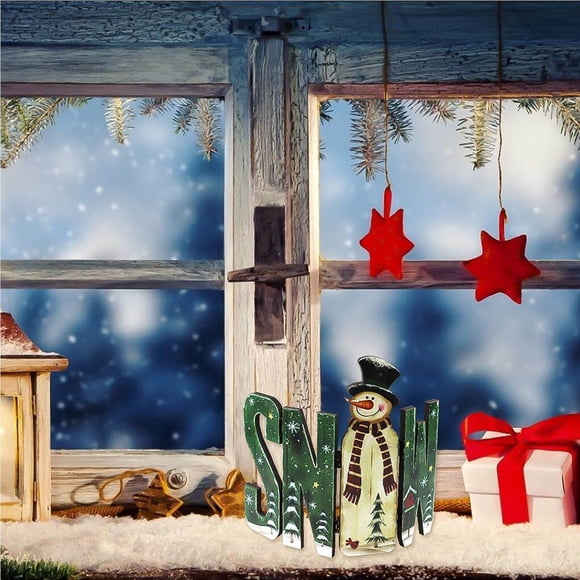 pitrice Christmas Table Sign Artistic Christmas Desktop Plaque Wooden Christmas Decorative Tabletop Sign Table Decor Decoration for Christmas Home Desktop Decoration