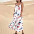 thumbnail image 2 of Women's Lightweight Sleeveless Sundress, Patriotic Print Design with Pockets, Loose Fit Beach Dress for Summer Vacations and Casual Events,White XL, 2 of 4
