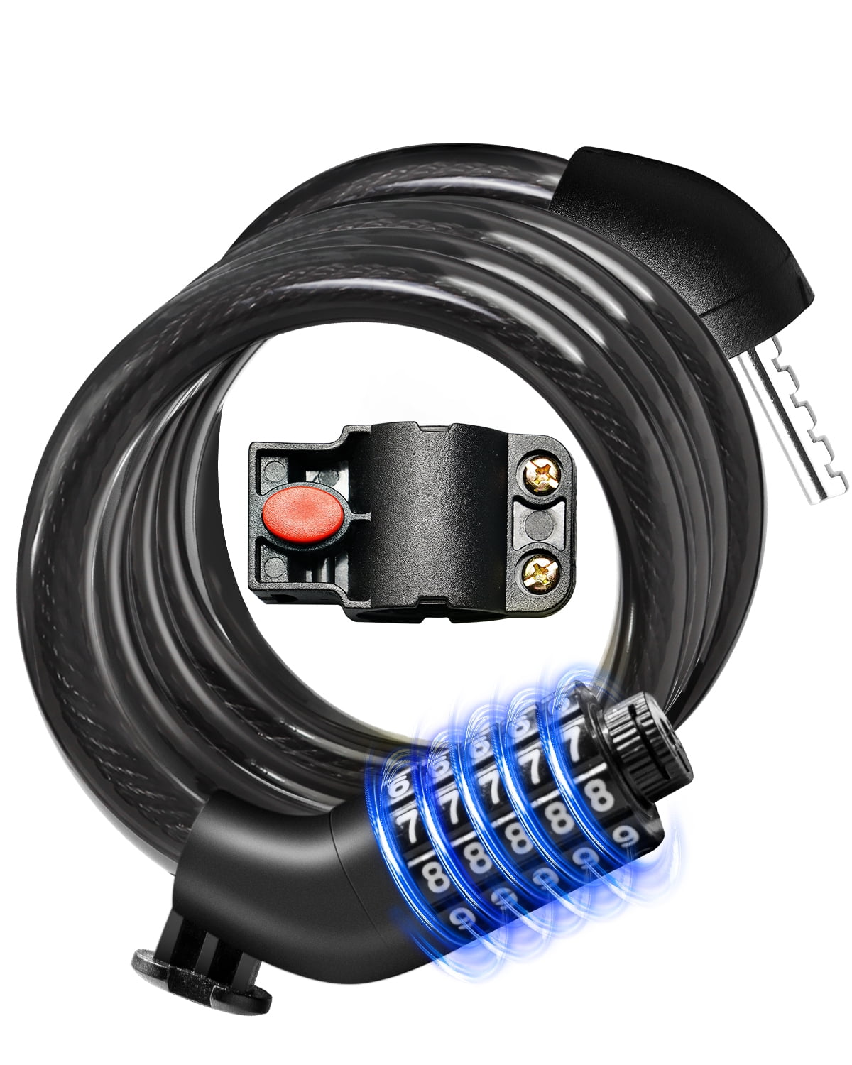 MIHOVER 3PCS Bike LockCable with Combination,High Security 5-Digit Resettable Combination Bicycle Lock Anti-Theft, Scooter Lock with Mounting Bracket for Bikes and Scooters