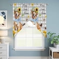 thumbnail image 6 of Swag Valance Curtains for Windows, Sunflowers Dog Light Filtering Kitchen Curtains with Rod Pocket, Spring Watercolor Floral Stars Grey Plaid Window Treatment Valances for Living Room, 28x36 - 2 PCS, 6 of 9