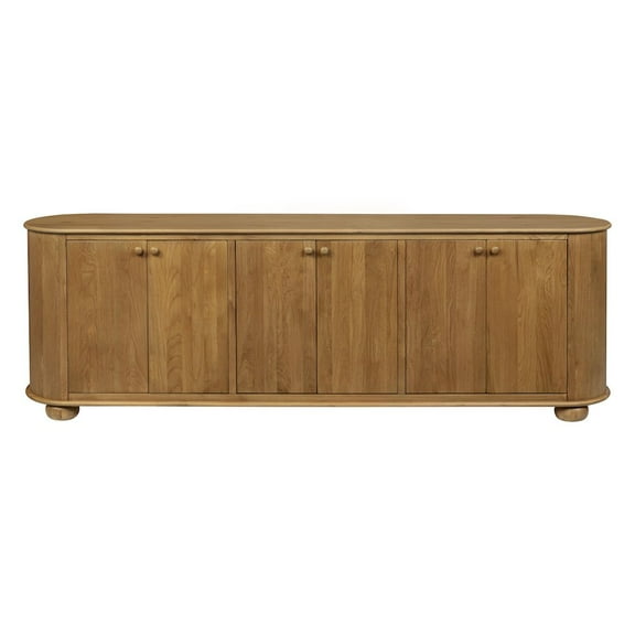 Astrid 6-Door Sideboard in a Mid-Century Natural Finish on Oak Solid Wood