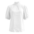 thumbnail image 5 of Womens Blouses Casual Tops Mock Neck Puff Sleeve Shirts Business Work Summer Outfits Lightweight Soft Daily Wear Fashion Tops by Yigetop White XL, 5 of 6