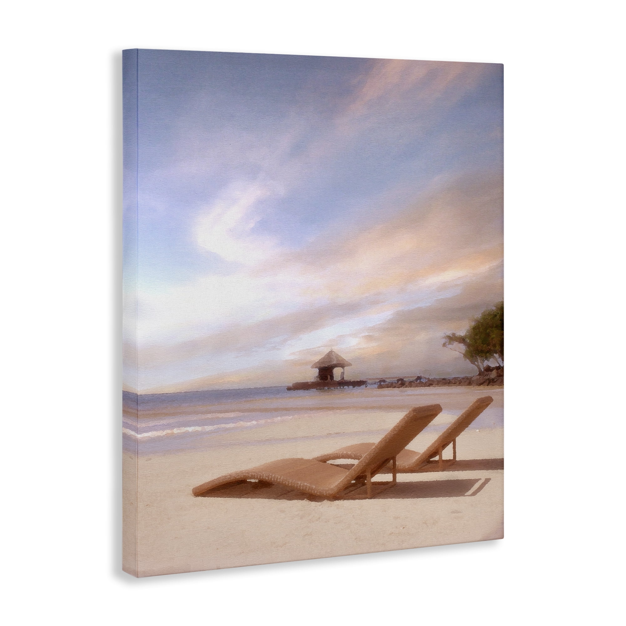 Stupell Industries Lounging Beside Sea Landscape Painting Gallery Wrapped Canvas Art Print Wall Art, 36 x 48