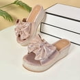 thumbnail image 5 of PiGOGI Women's Bow Wedge Sandals Thick Sole Open Toe Non-Slip Comfortable Beach Slides Summer Pink 5.5, 5 of 9