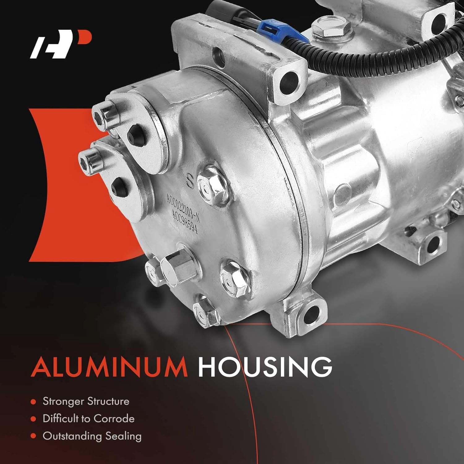 A-Premium Air Conditioner AC Compressor with Clutch Compatible with Volvo ACL, VN/VNL/VNM, WC/WG/WH/WI, White/GMC, ACL, J9C0, WAH WCA WG, WHL WHM, WIA WIL WIM