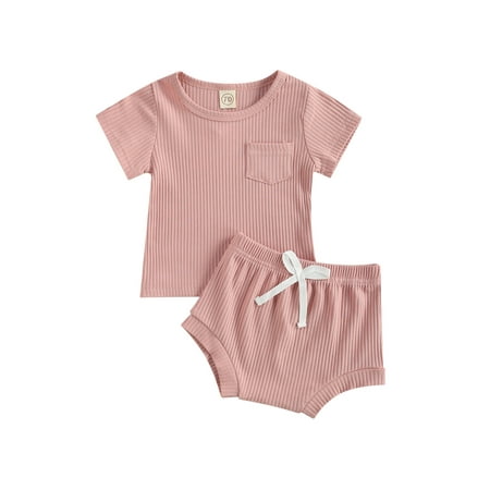 

Xingqing Baby Outfit Set Short Sleeve Solid Color Tops+Shorts Set 2-3 Years