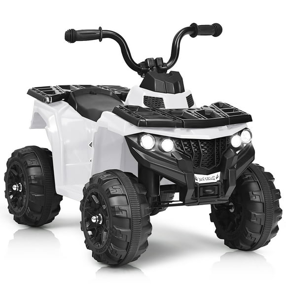 Gymax Kids Ride On Car 6V Battery Powered ATV w/4 Anti-skid Wheels Music Player White