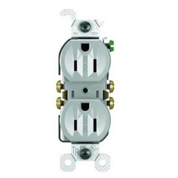 Legrand 3232TRWRGRYCC8 Weather & Tamper Resistant Duplex Receptacle, Gray, Each