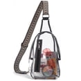 thumbnail image 1 of Bolso bandolera transparente aprobado por el estadio para mujer con correa de hombro ancha, bolso bandolera transparente de PVC, bolso de pecho pequeño con correa ajustable, 1 of 6