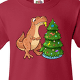 thumbnail image 4 of Inktastic Tyrannosaurus Rex Decorating Christmas Tree Youth T-Shirt, 4 of 5