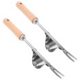 thumbnail image 4 of 2 Pcs Outils de Désherbage Ménagers Poignée en Bois Désherbeurs Manuels, 4 of 6