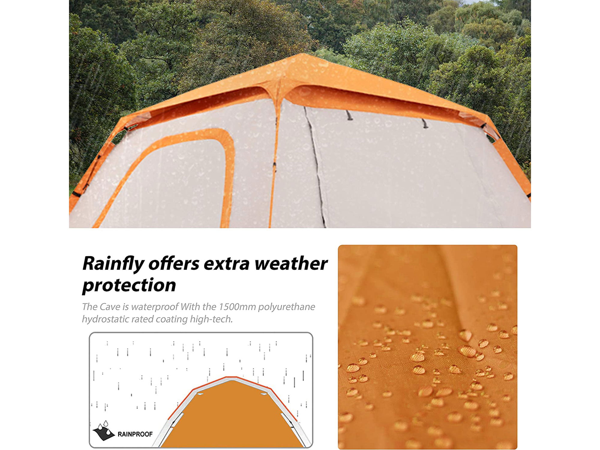 Ubon 4 Person Instant Lightweight Camping Tent, Outdoor Easy Set Up  Automatic Family Travel Tent,Portable Backpacking Ultralight Waterproof  Windproof 