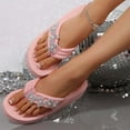 thumbnail image 2 of Guzom 2025 Summer Womens Wide Width Sandals Ladies Slides Pink Rhinestone Flip-Flops for Adult Woman Platform Sandals Shoes Size 6.5, 2 of 6