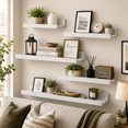 thumbnail image 3 of KAIWIN White Wood Floating Shelves Set of 5 (24/16/14/10In) - Wall Mounted Storage & Decor for Home, 3 of 5