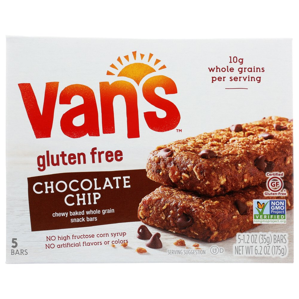Van'S Natural Foods Gluten Free Snack Bars Chocolate Chip, 5/1.2 Oz