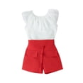 thumbnail image 2 of Aojekbee Baby Girls Summer 2 Piece Outfits Dot Print Mesh Sleeveless Tank Tops and Elastic Shorts Set Fashion Cute Clothes, 2 of 10