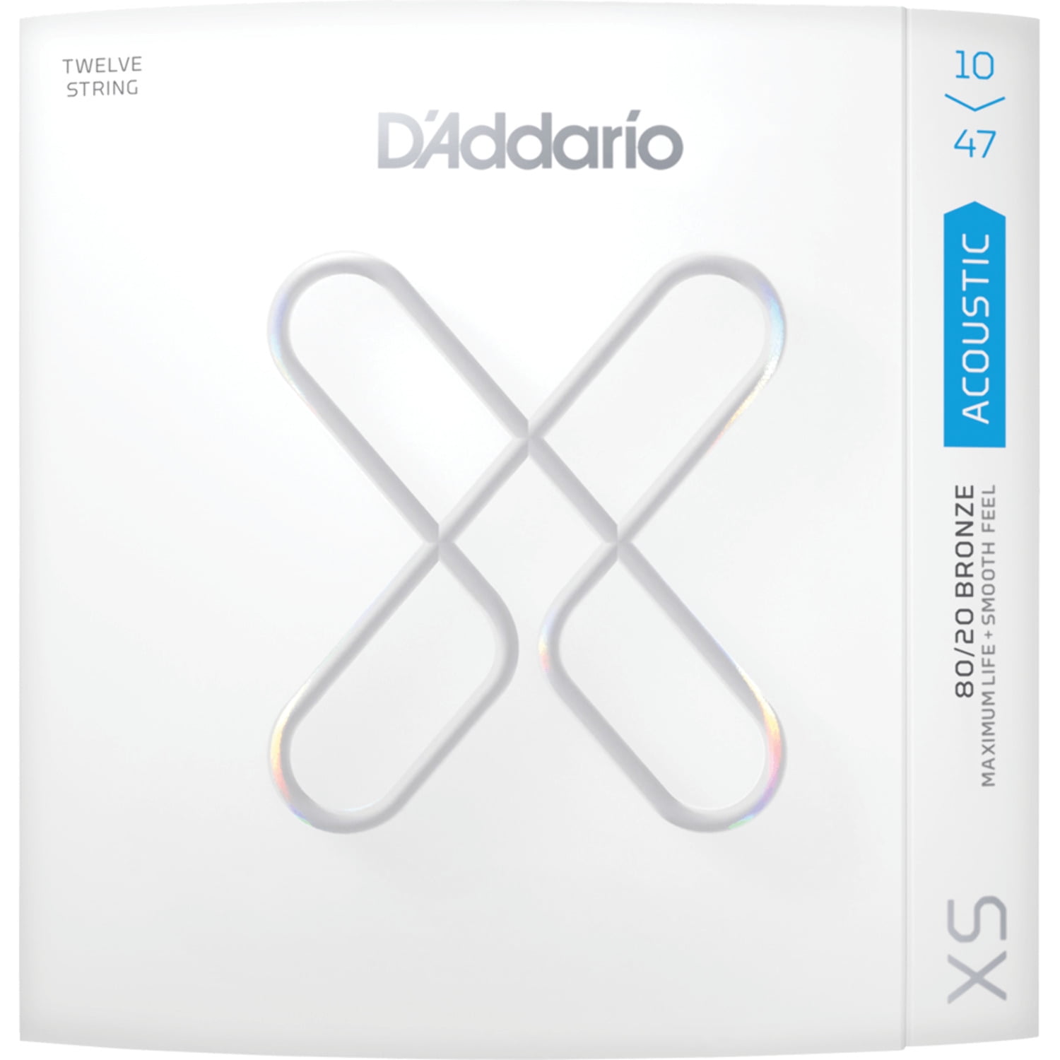 D'Addario XS Acoustic 80/20 Bronze Coated Guitar Strings, 12-String Light (10-47)